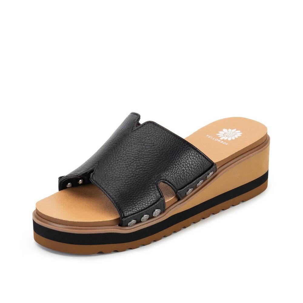 NEW YELLOWBOX women's alameda wedge sandal in black